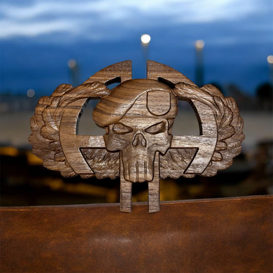 All-American Skull Wings – 3D Carved Hardwood Plaque
