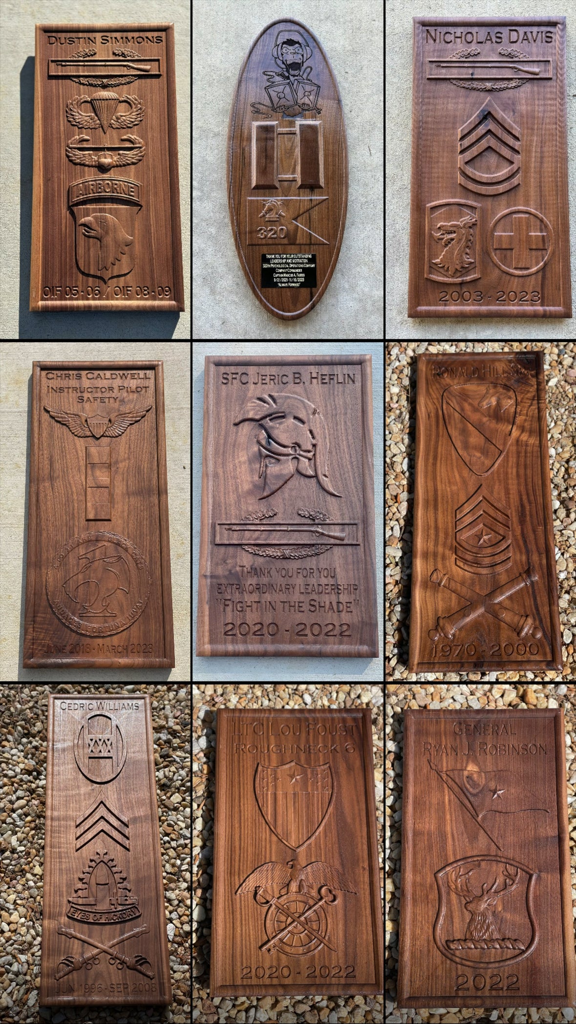 A handcrafted Boozewood military service plaque