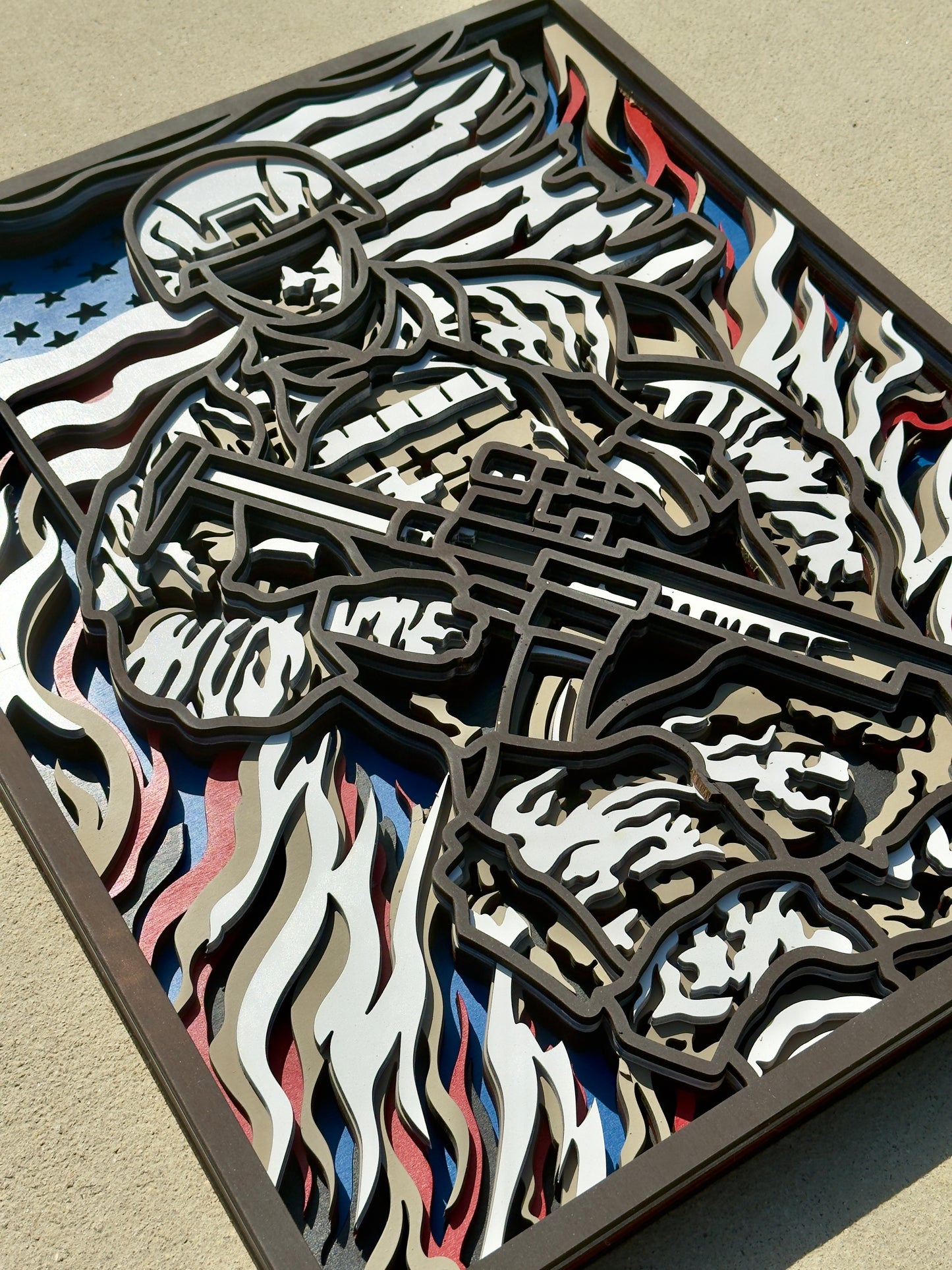 Soldier & American Flag Wall Art I Patriotic Veteran Decor